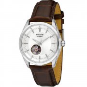 Accurist Automatic Silver Dial Brown Leather Strap Mens Watch MS907S