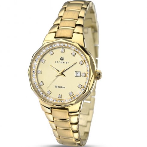 Accurist Champagne Dial Gold Bracelet Ladies Watch 8015
