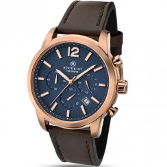 Accurist Chronograph Blue Dial Brown Leather Strap Gents Watch 7021