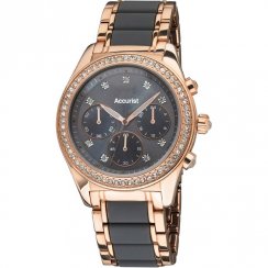 Accurist Chronograph Grey Dial Rose Gold Two Tone Bracelet Ladies Watch LB211GR