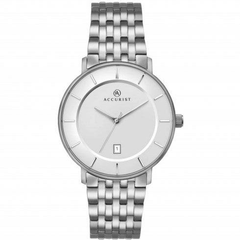 Accurist Classic White Dial Titanium Bracelet Gents Watch 7173