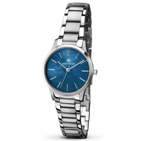 Accurist London Ladies Blue Dialled Stainless Steel Ladies Watch 8100