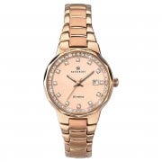 Accurist London Ladies Rose Gold Plated Stone Set Bracelet Watch 8017