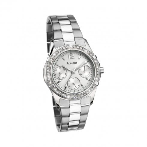 Accurist London Ladies Stone Set Multi-function Bracelet Watch 8201