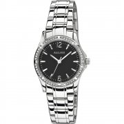 Accurist Stone Set Black Dial Stainless Steel Bracelet Ladies Watch LB1744B