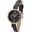Accurist Stone Set  Dial Black Leather Strap Ladies Watch 8044