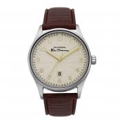 Ben Sherman Script Gents Cream Dial Brown Leather Strap Watch BS017BR