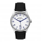 Ben Sherman Script Gents White Dial Black Leather Strap Gents Watch BS017B