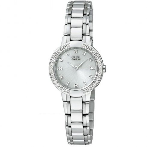 Citizen Silhouette Diamond Silver Dial Stainless Steel Bracelet Ladies Watch EW9720-59A