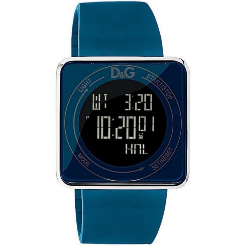 D&G High Contact Digital Chronograph Blue Rubber Strap Gents Watch DW0736