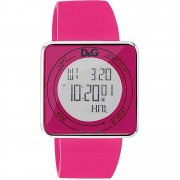 D&G High Contact Digital Chronograph Pink Rubber Strap Ladies Watch DW0737