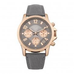 Daisy Dixon Adriana Rose Gold Plated Grey Leather Strap Ladies Watch DD002ERG