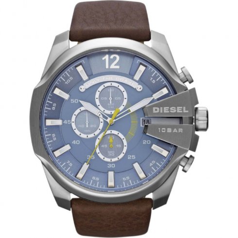 Diesel Chief blue dial chronograph leather strap Mens watch DZ4281