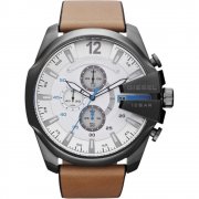 Diesel Chief white dial chronograph leather strap Mens watch DZ4280