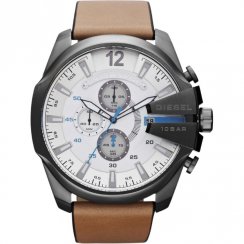 Diesel Chief white dial chronograph leather strap Mens watch DZ4280