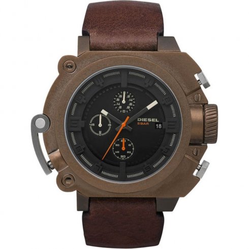 Diesel Chronograph black dial chronograph leather strap Mens watch DZ4245