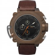 Diesel Chronograph black dial chronograph leather strap Mens watch DZ4245