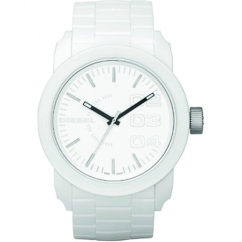 Diesel Franchise White Dial Rubber Strap Mens Watch DZ1436