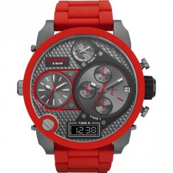 Diesel SBA Chronograph Black Dial Red Bracelet Mens Watch DZ7279