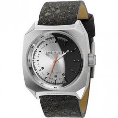 Diesel Silver & Black Dial Black Leather Strap Mens Watch DZ1269