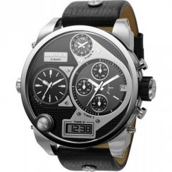 Diesel Super Bad Ass black dial chronograph leather strap Mens watch DZ7125