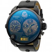 Diesel Super black dial chronograph leather strap Mens watch DZ7127