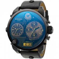 Diesel Super black dial chronograph leather strap Mens watch DZ7127