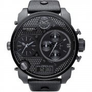 Diesel Super black dial chronograph leather strap Mens watch DZ7193