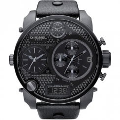 Diesel Super black dial chronograph leather strap Mens watch DZ7193