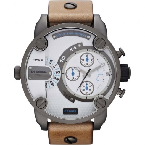 Diesel Super white dial chronograph leather strap Mens watch DZ7269