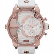 Diesel Super white dial chronograph leather strap Mens watch DZ7271