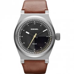 Diesel Turbo black dial leather strap Mens watch DZ1561