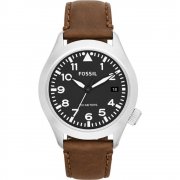 Fossil Aeroflite black dial leather strap Mens watch AM4512