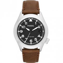 Fossil Aeroflite black dial leather strap Mens watch AM4512