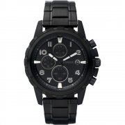 Fossil Dean black dial chronograph aluminium bracelet Mens watch FS4646