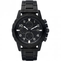 Fossil Dean black dial chronograph aluminium bracelet Mens watch FS4646