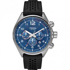 Fossil Flight blue dial chronograph rubber strap Mens watch CH2694