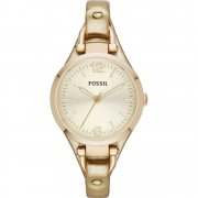 Fossil Georgia gold dial leather strap Ladies watch ES3414