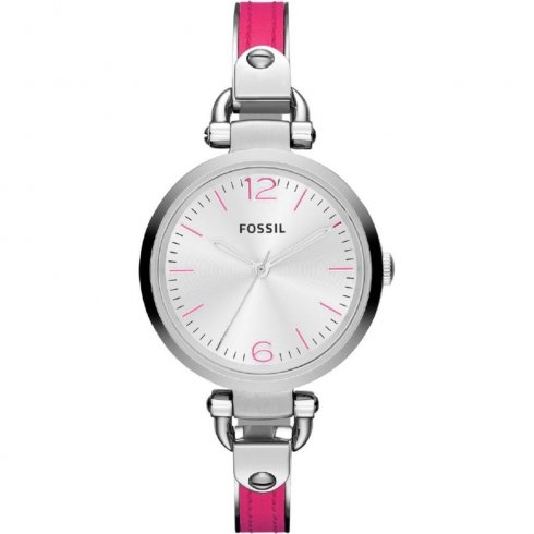Fossil Georgia silver dial stainless steel semi-bangle Ladies watch ES3258