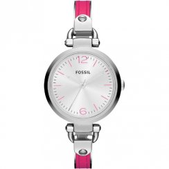 Fossil Georgia silver dial stainless steel semi-bangle Ladies watch ES3258