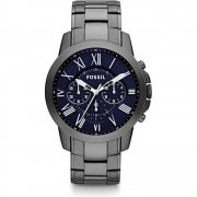 Fossil Grant blue dial chronograph stainless steel bracelet Mens watch FS4831