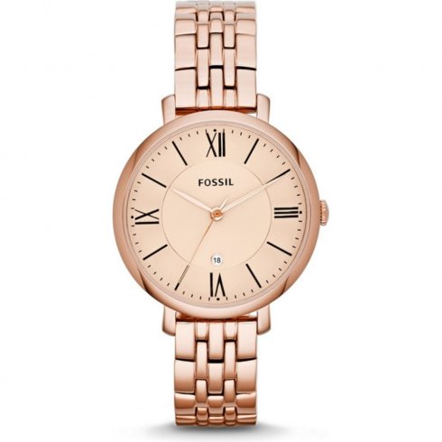 Fossil Jacqueline rose gold dial stainless steel bracelet Ladies watch ES3435