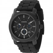 Fossil Machine black dial chronograph rubber strap Mens watch FS4487