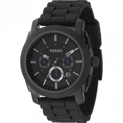 Fossil Machine black dial chronograph rubber strap Mens watch FS4487