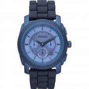 Fossil Machine blue dial chronograph rubber strap Mens watch FS4703