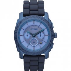 Fossil Machine blue dial chronograph rubber strap Mens watch FS4703