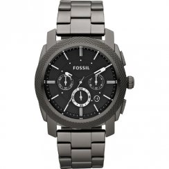 Fossil Machine Chronograph Black Dial Gun Metal Bracelet Mens Watch FS4662