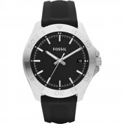 Fossil Retro Traveller black dial rubber strap Mens watch AM4443
