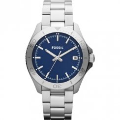 Fossil Retro Traveller blue dial stainless steel bracelet Mens watch AM4442