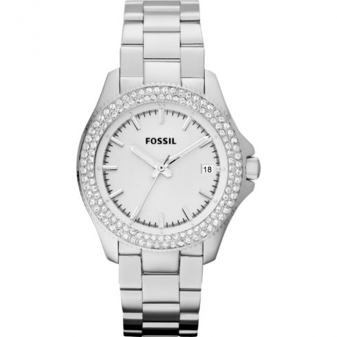 Fossil Retro Traveller silver dial stainless steel bracelet Ladies watch AM4452